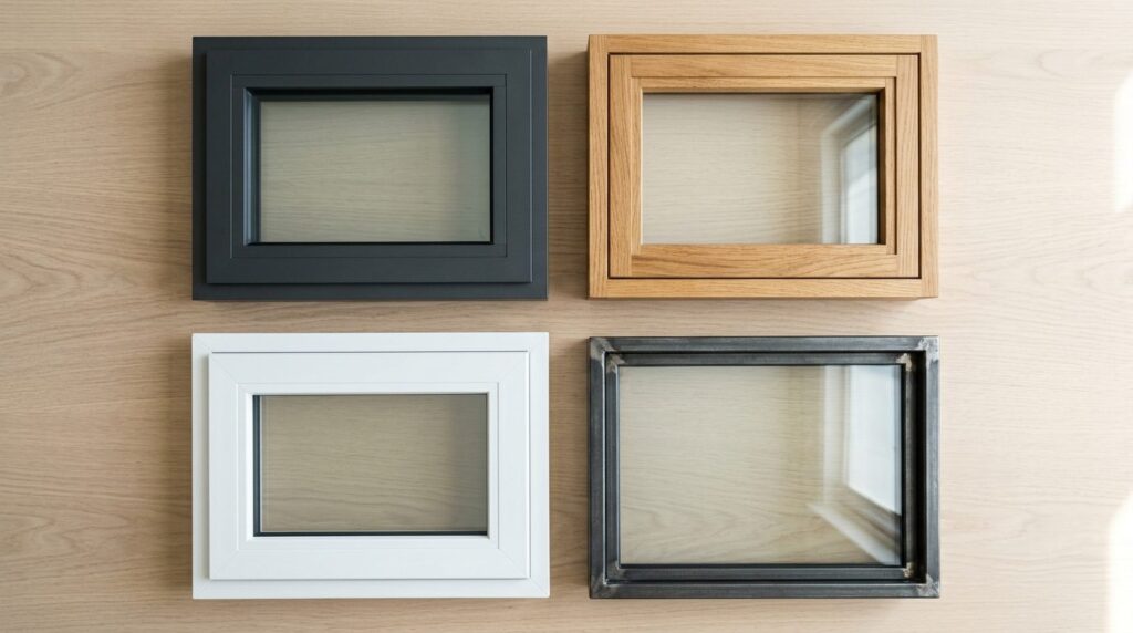 Flat-lay architectural detail photograph showing four differ