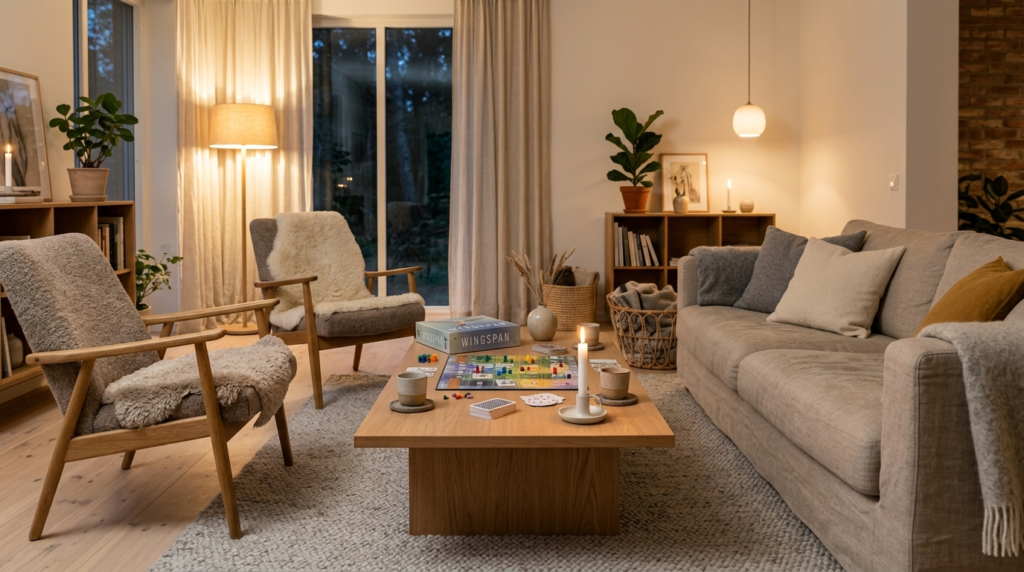 Minimalist Scandinavian living room setup for entertaining g