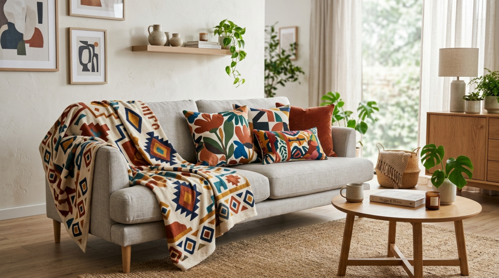 Contemporary home interior shot showcasing personalized thro